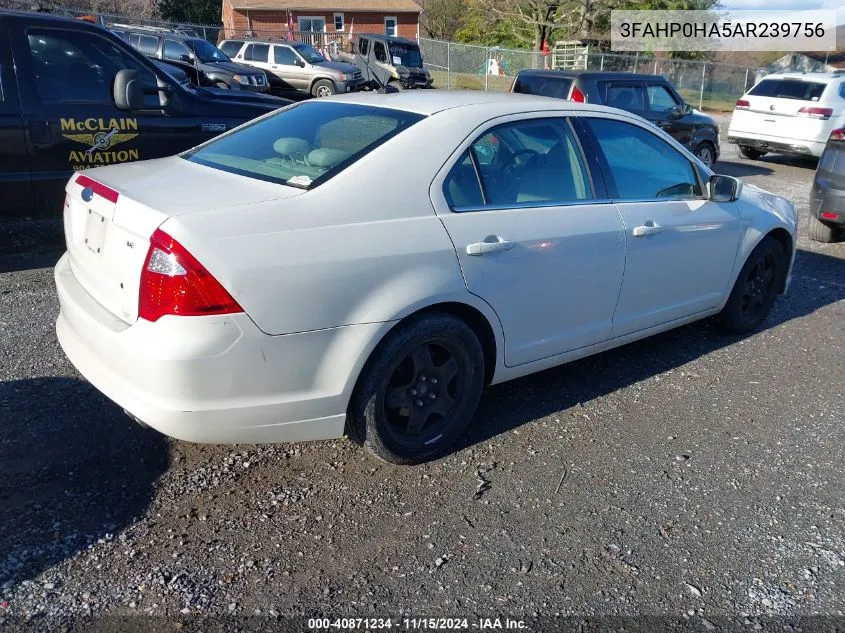 2010 Ford Fusion Se VIN: 3FAHP0HA5AR239756 Lot: 40871234