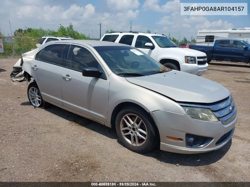 2010 Ford Fusion S VIN: 3FAHP0GA8AR104157 Lot: 40875181