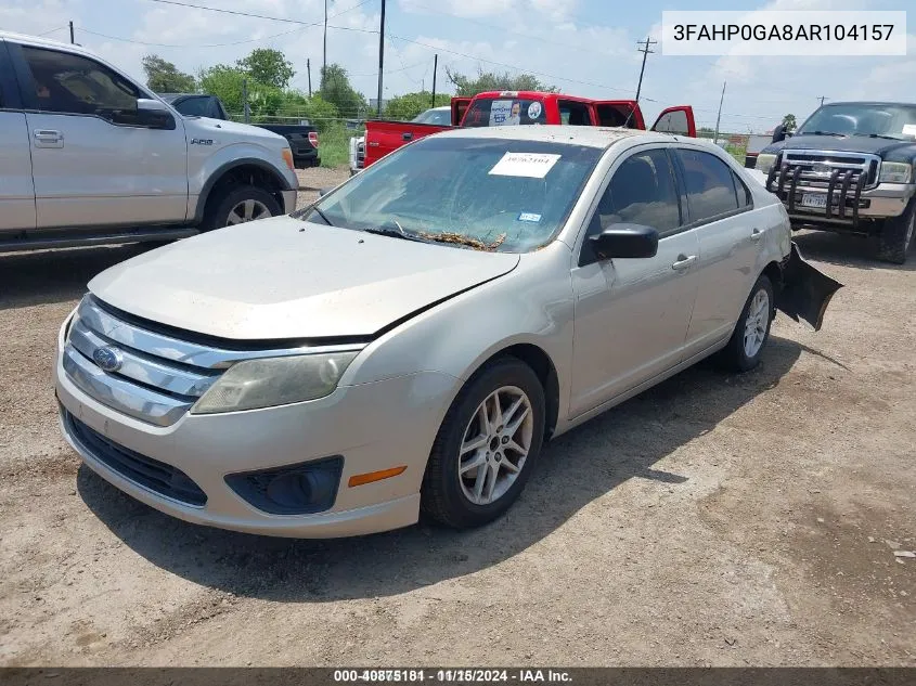 2010 Ford Fusion S VIN: 3FAHP0GA8AR104157 Lot: 40875181