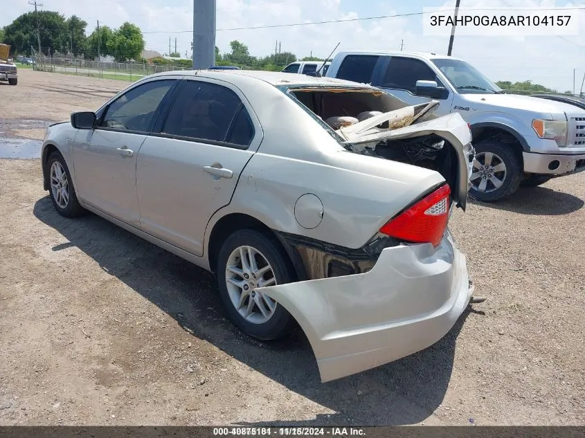 2010 Ford Fusion S VIN: 3FAHP0GA8AR104157 Lot: 40875181