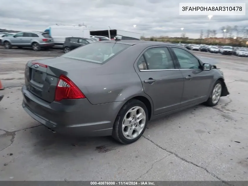 2010 Ford Fusion Se VIN: 3FAHP0HA8AR310478 Lot: 40876008