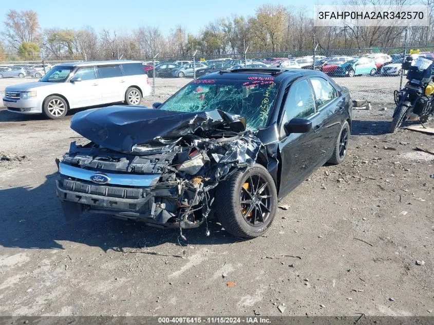 2010 Ford Fusion Se VIN: 3FAHP0HA2AR342570 Lot: 40876415