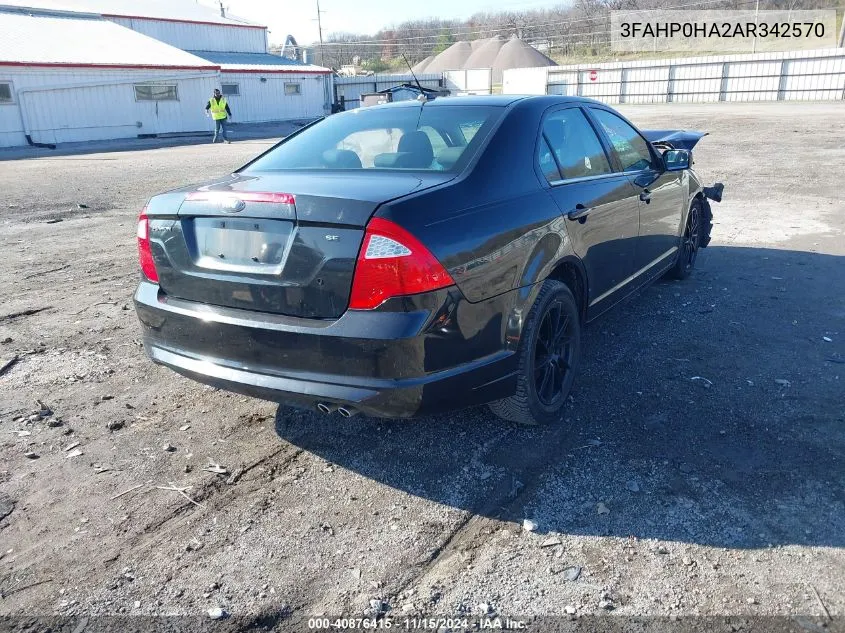 2010 Ford Fusion Se VIN: 3FAHP0HA2AR342570 Lot: 40876415