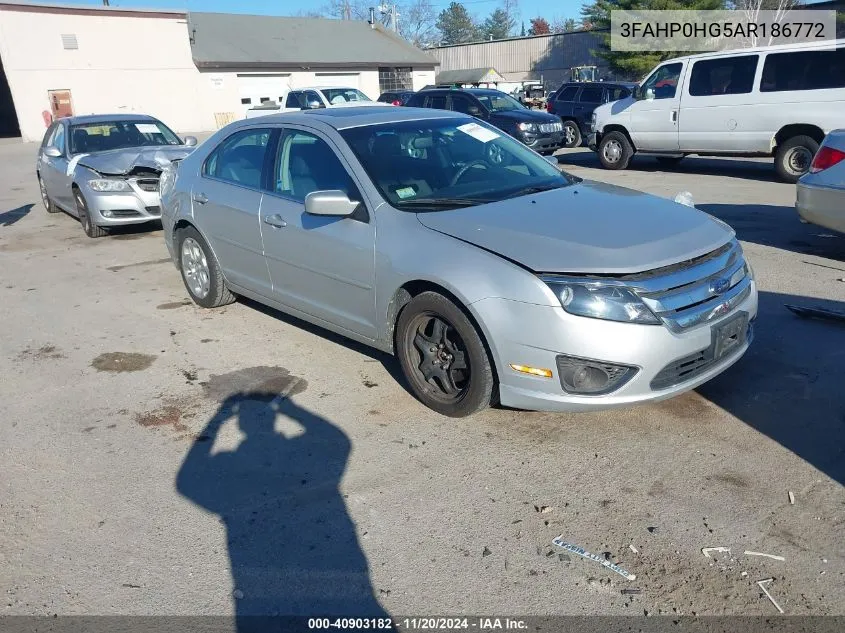 2010 Ford Fusion Se VIN: 3FAHP0HG5AR186772 Lot: 40903182