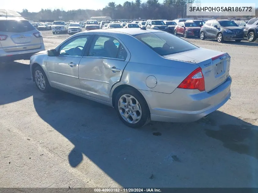 2010 Ford Fusion Se VIN: 3FAHP0HG5AR186772 Lot: 40903182