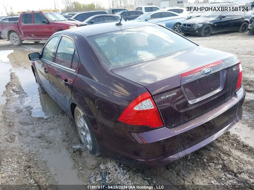 2011 Ford Fusion Se VIN: 3FAHP0HAXBR158124 Lot: 11997817