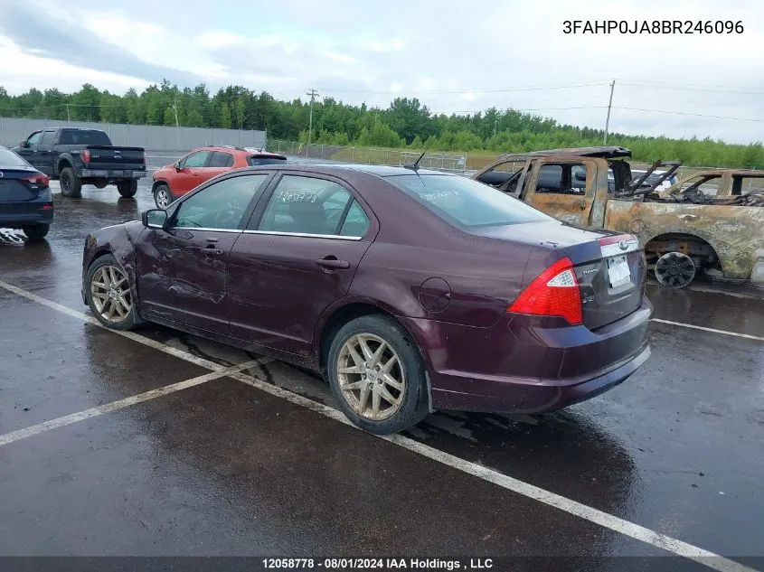 2011 Ford Fusion Sel VIN: 3FAHP0JA8BR246096 Lot: 12058778