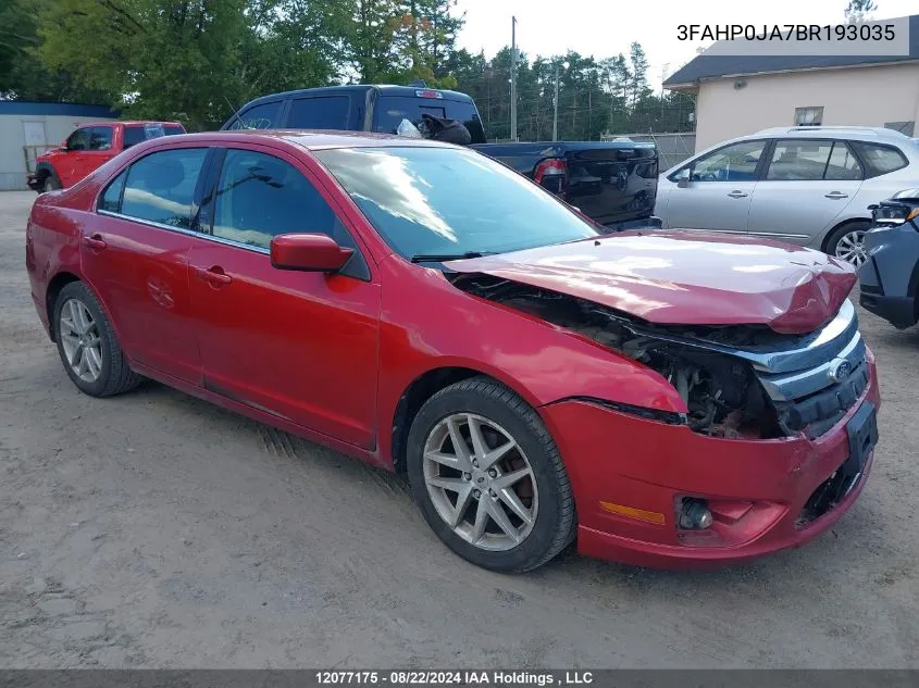 2011 Ford Fusion Sel VIN: 3FAHP0JA7BR193035 Lot: 12077175