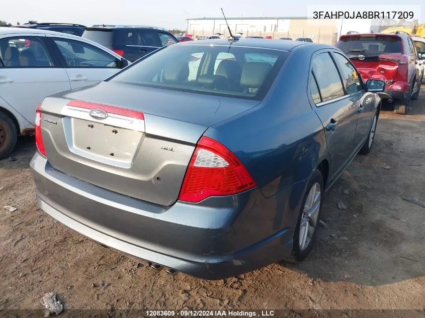 2011 Ford Fusion Sel VIN: 3FAHP0JA8BR117209 Lot: 12083609