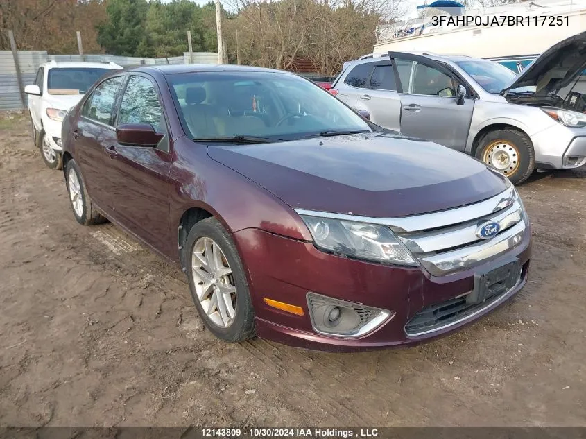 2011 Ford Fusion Sel VIN: 3FAHP0JA7BR117251 Lot: 12143809