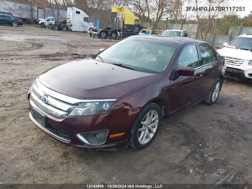 2011 Ford Fusion Sel VIN: 3FAHP0JA7BR117251 Lot: 12143809