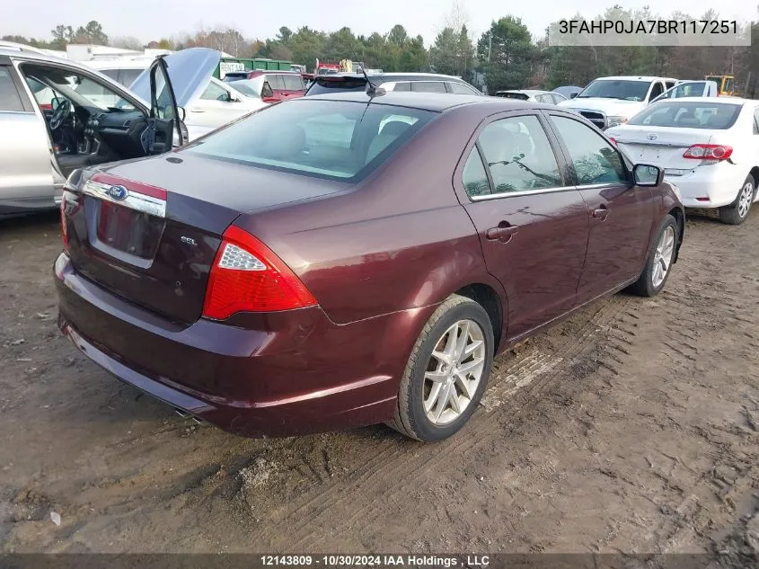 2011 Ford Fusion Sel VIN: 3FAHP0JA7BR117251 Lot: 12143809