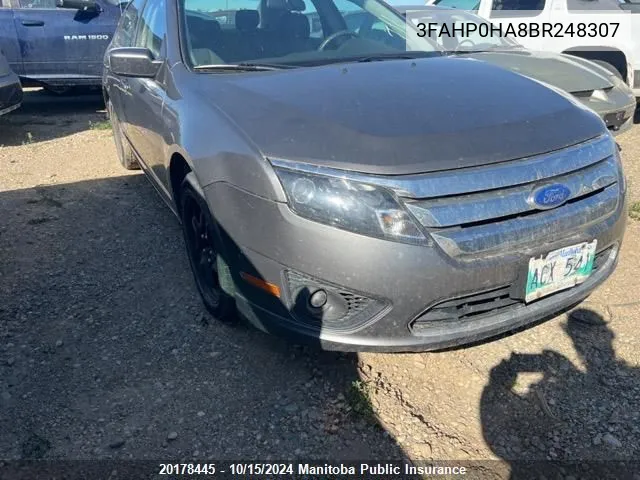 2011 Ford Fusion Se VIN: 3FAHP0HA8BR248307 Lot: 20178445