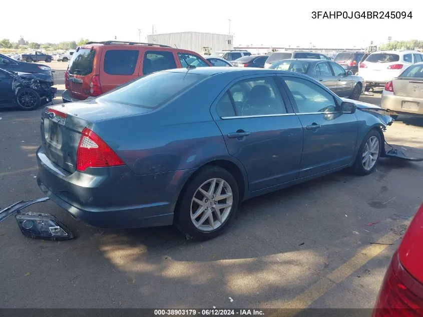 2011 Ford Fusion Sel VIN: 3FAHP0JG4BR245094 Lot: 38903179