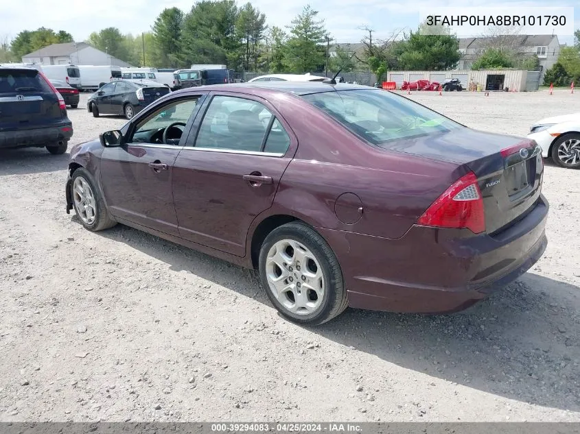 2011 Ford Fusion Se VIN: 3FAHP0HA8BR101730 Lot: 39294083