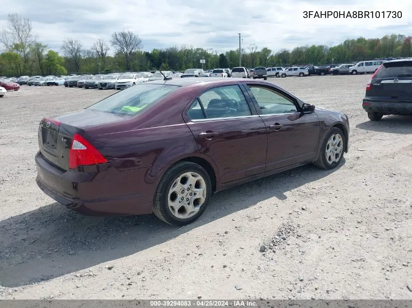 2011 Ford Fusion Se VIN: 3FAHP0HA8BR101730 Lot: 39294083