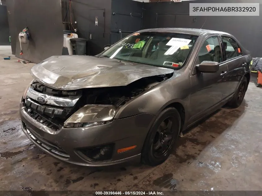 3FAHP0HA6BR332920 2011 Ford Fusion Se