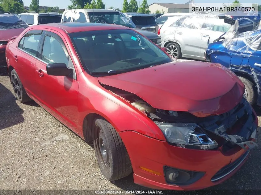 2011 Ford Fusion Se VIN: 3FAHP0HA1BR340570 Lot: 39423249