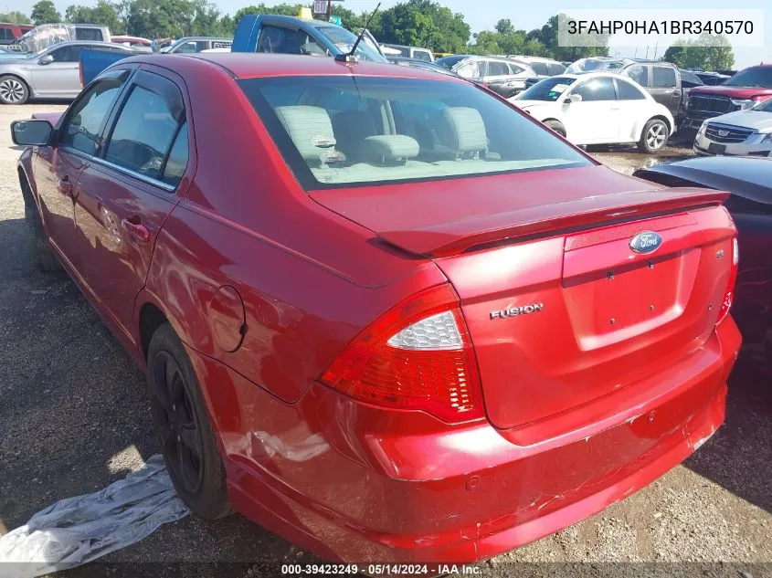 2011 Ford Fusion Se VIN: 3FAHP0HA1BR340570 Lot: 39423249