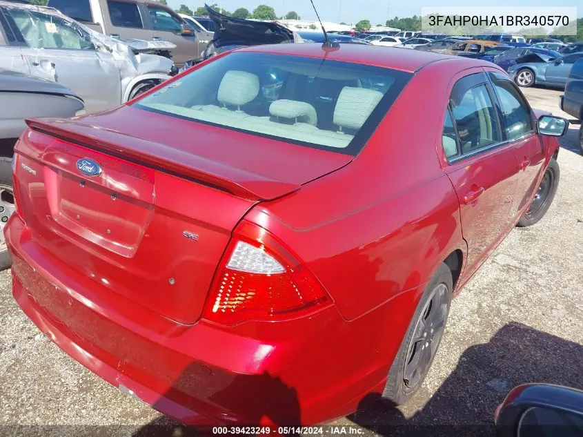 3FAHP0HA1BR340570 2011 Ford Fusion Se