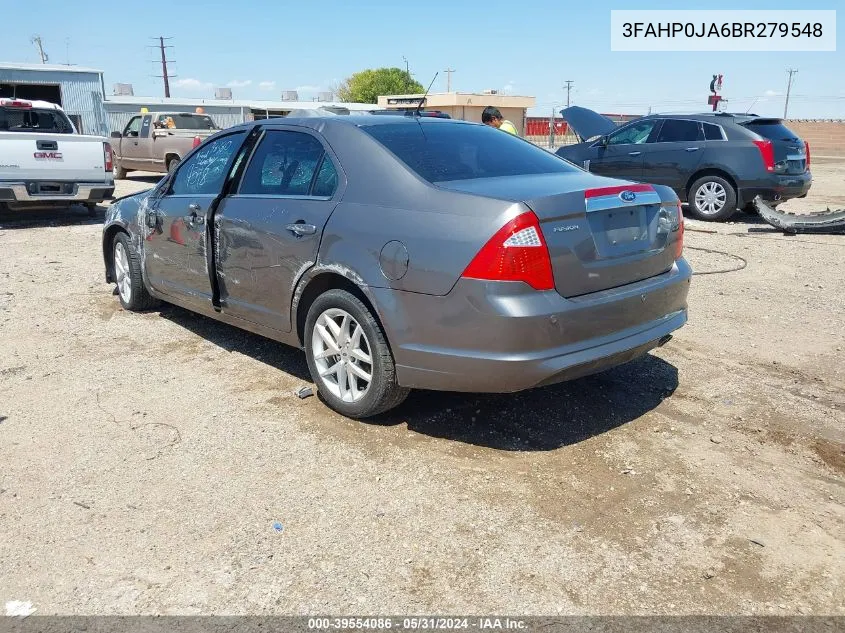 2011 Ford Fusion Sel VIN: 3FAHP0JA6BR279548 Lot: 39554086