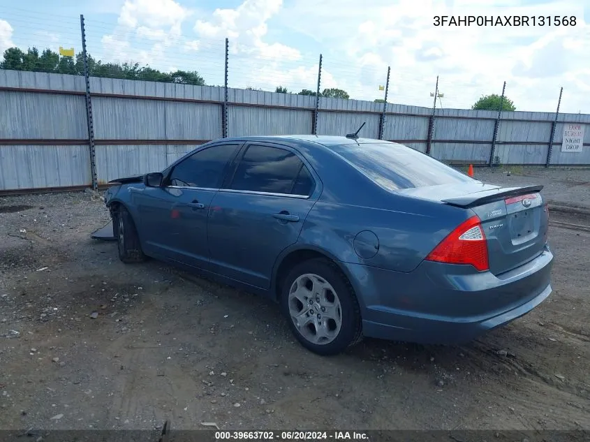 2011 Ford Fusion Se VIN: 3FAHP0HAXBR131568 Lot: 39663702