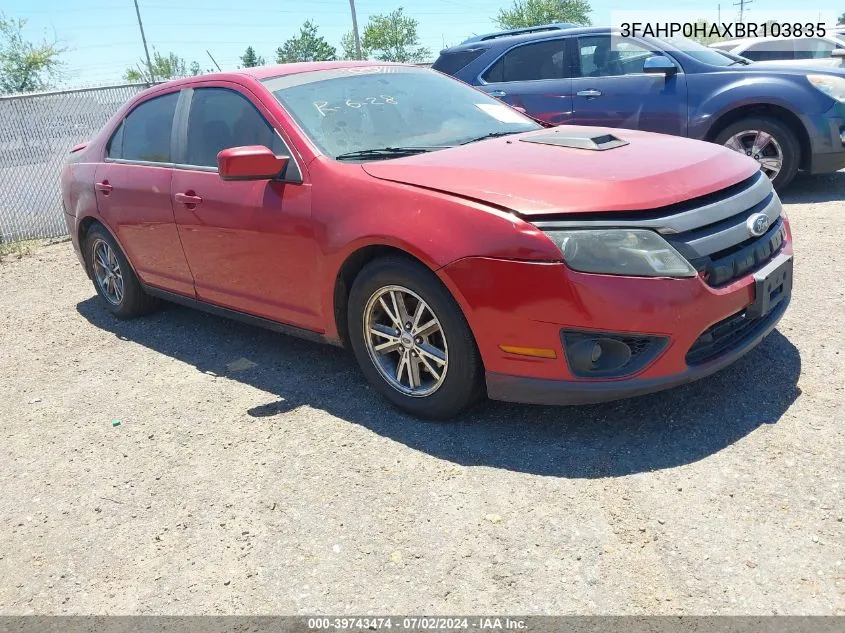 2011 Ford Fusion Se VIN: 3FAHP0HAXBR103835 Lot: 39743474