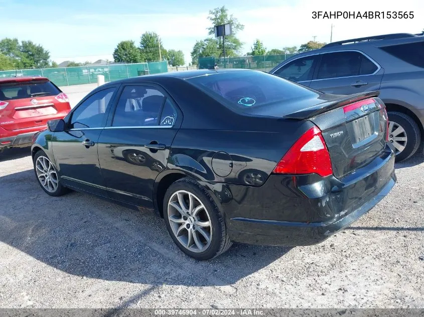 2011 Ford Fusion Se VIN: 3FAHP0HA4BR153565 Lot: 39746904