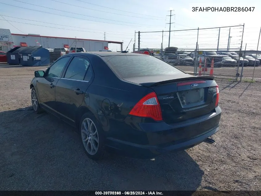 2011 Ford Fusion Se VIN: 3FAHP0HA0BR286047 Lot: 39770148