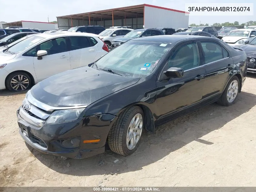 3FAHP0HA4BR126074 2011 Ford Fusion Se