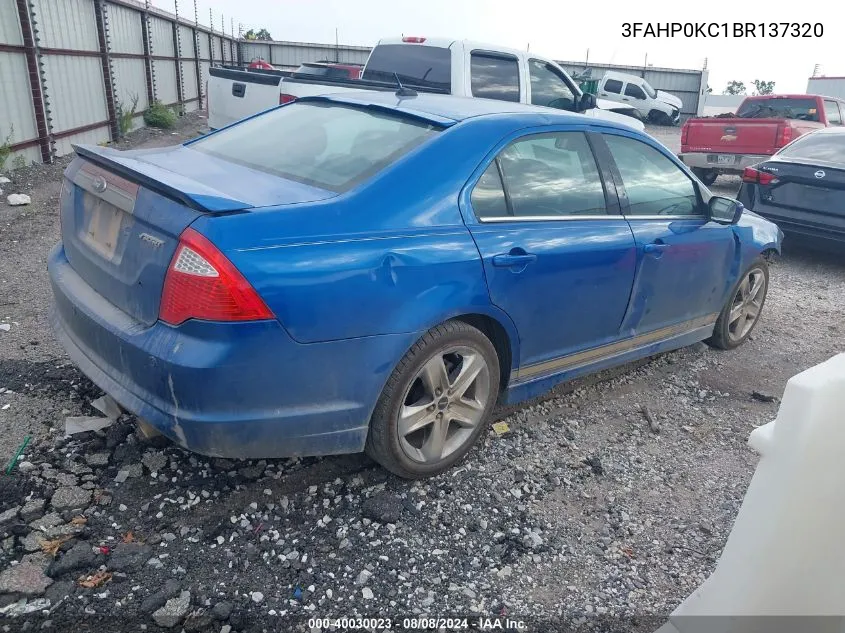 2011 Ford Fusion Sport VIN: 3FAHP0KC1BR137320 Lot: 40030023