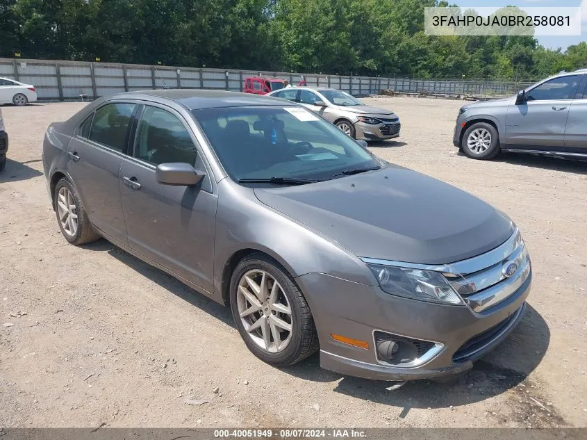 2011 Ford Fusion Sel VIN: 3FAHP0JA0BR258081 Lot: 40051949