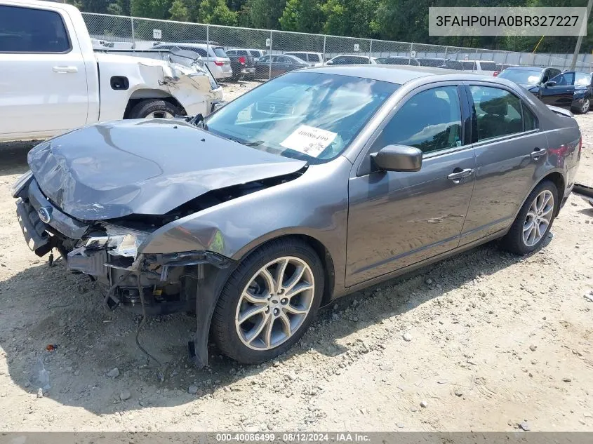 2011 Ford Fusion Se VIN: 3FAHP0HA0BR327227 Lot: 40086499