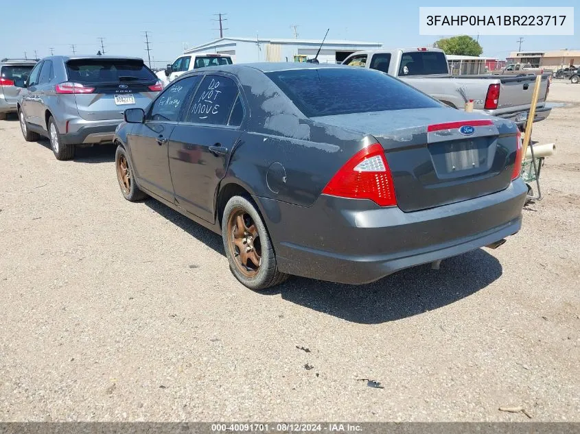 2011 Ford Fusion Se VIN: 3FAHP0HA1BR223717 Lot: 40091701