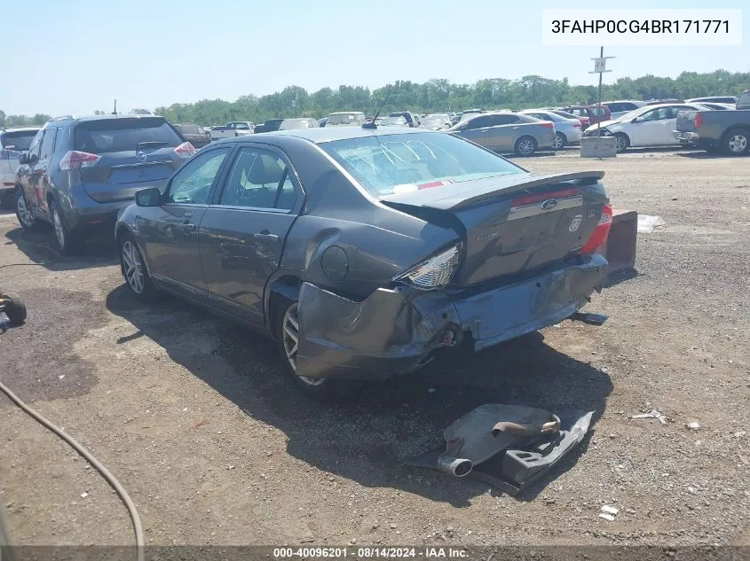 2011 Ford Fusion Sel VIN: 3FAHP0CG4BR171771 Lot: 40096201