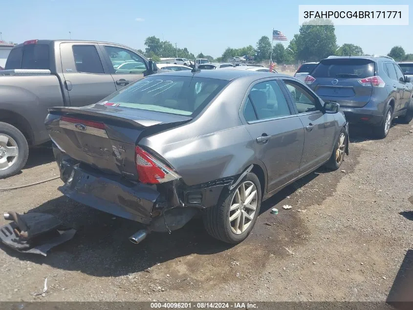 2011 Ford Fusion Sel VIN: 3FAHP0CG4BR171771 Lot: 40096201