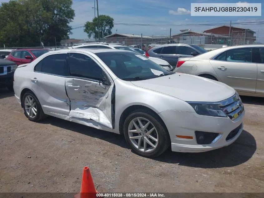 2011 Ford Fusion Sel VIN: 3FAHP0JG8BR230419 Lot: 40115038