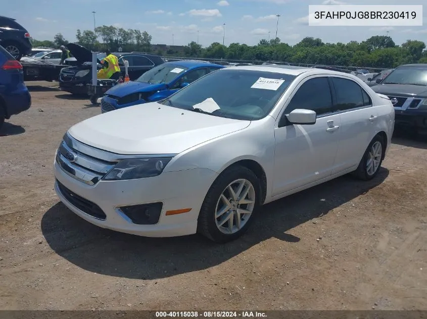 2011 Ford Fusion Sel VIN: 3FAHP0JG8BR230419 Lot: 40115038