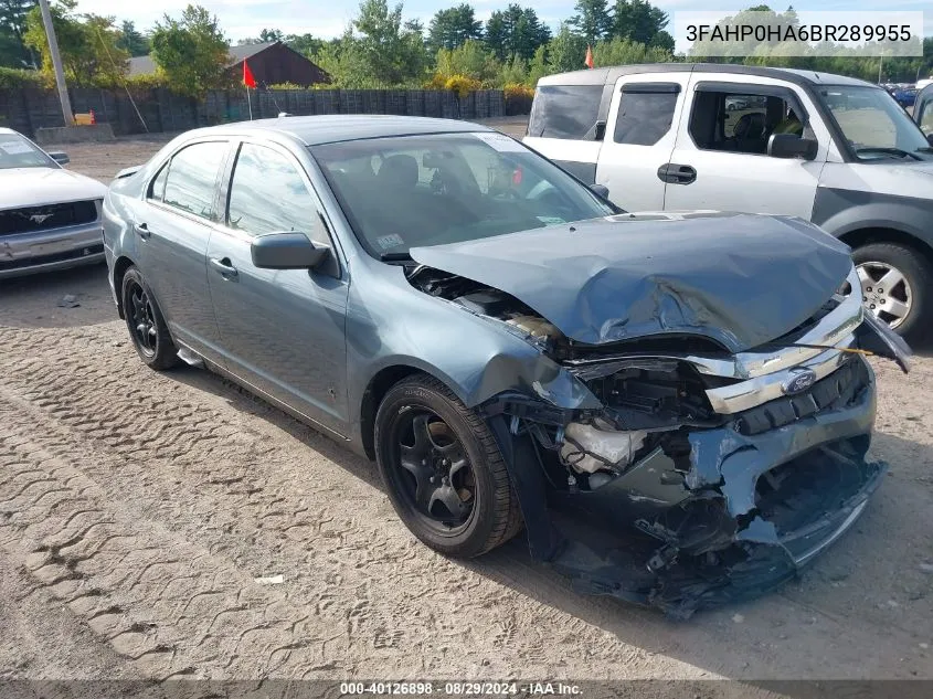 2011 Ford Fusion Se VIN: 3FAHP0HA6BR289955 Lot: 40126898