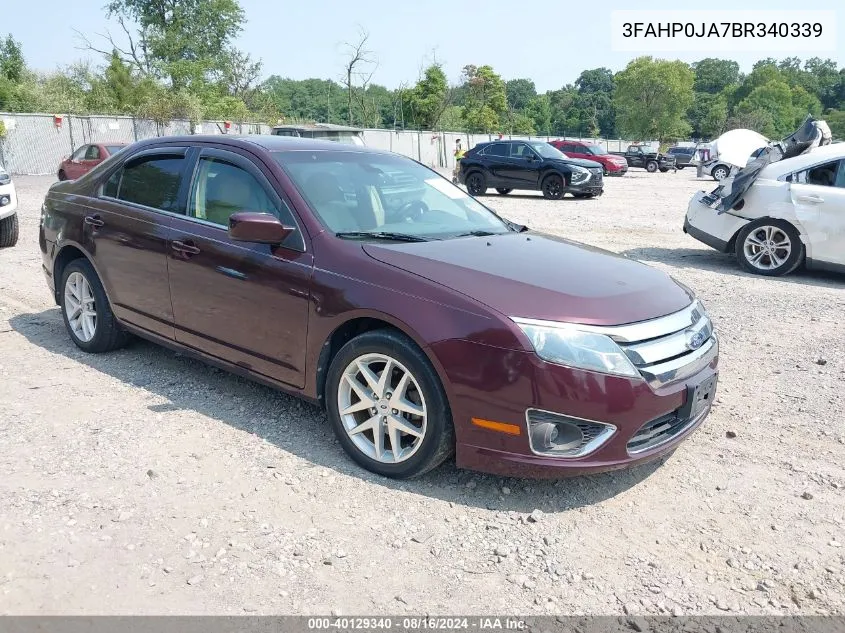 2011 Ford Fusion Sel VIN: 3FAHP0JA7BR340339 Lot: 40129340