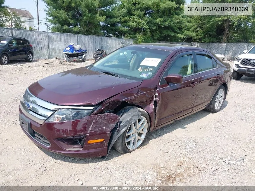 2011 Ford Fusion Sel VIN: 3FAHP0JA7BR340339 Lot: 40129340