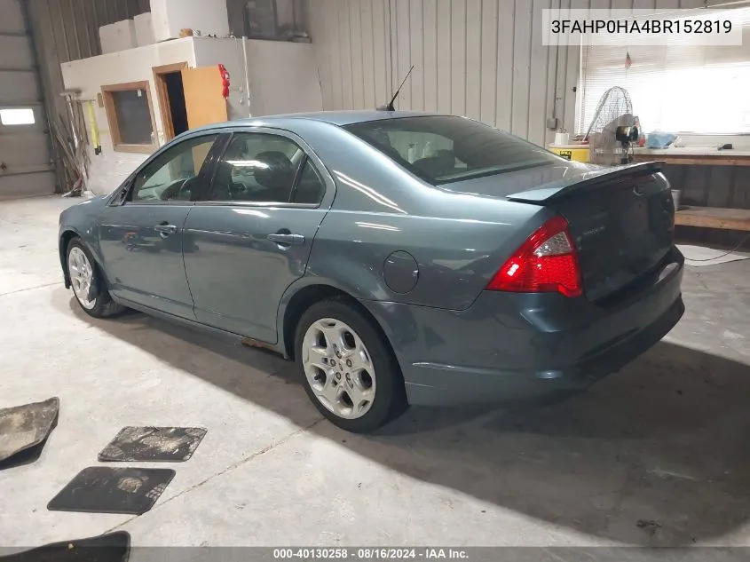 3FAHP0HA4BR152819 2011 Ford Fusion Se