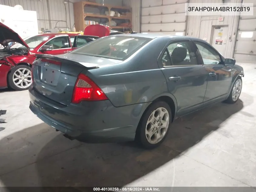 2011 Ford Fusion Se VIN: 3FAHP0HA4BR152819 Lot: 40130258