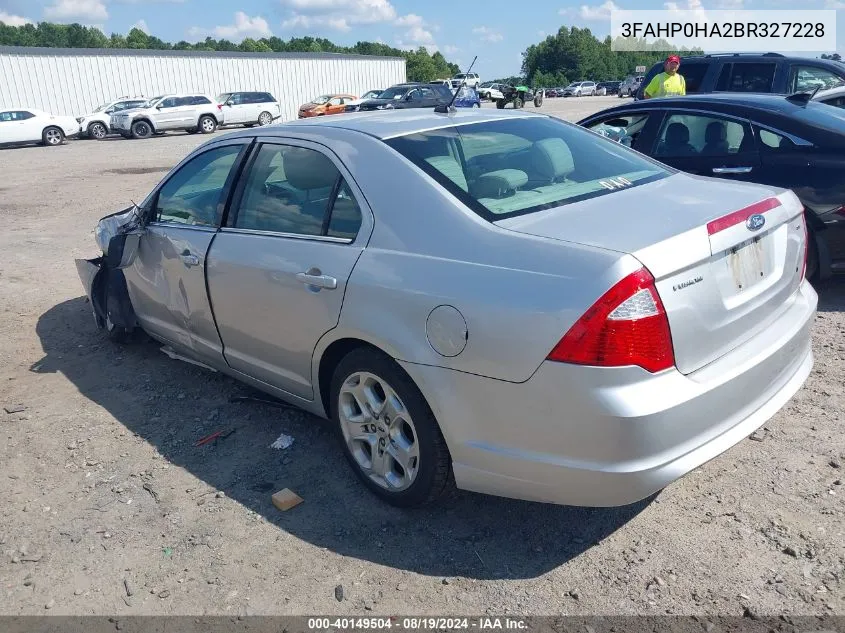 2011 Ford Fusion Se VIN: 3FAHP0HA2BR327228 Lot: 40149504