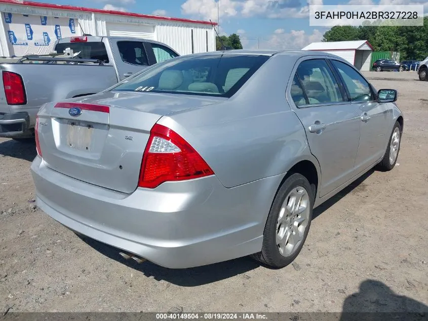 2011 Ford Fusion Se VIN: 3FAHP0HA2BR327228 Lot: 40149504