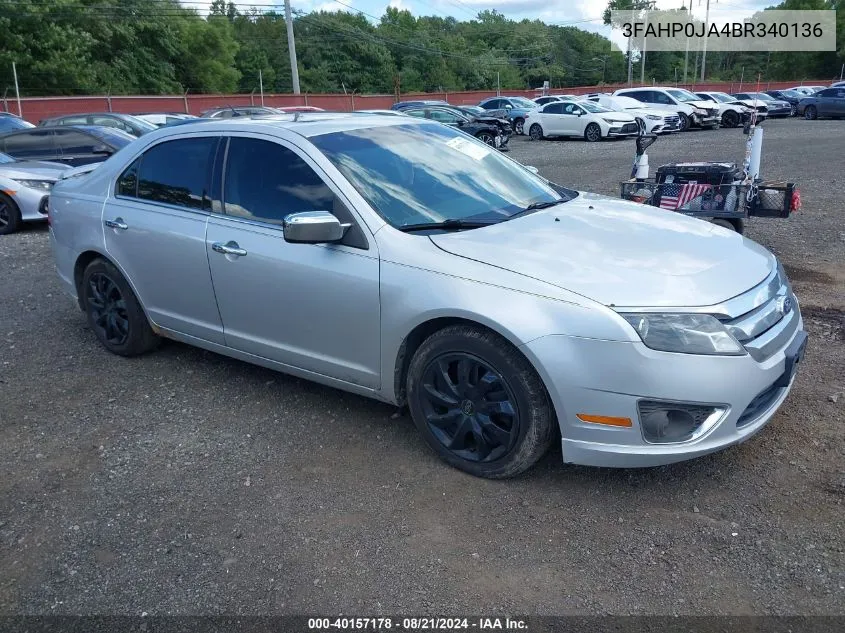 2011 Ford Fusion Sel VIN: 3FAHP0JA4BR340136 Lot: 40157178