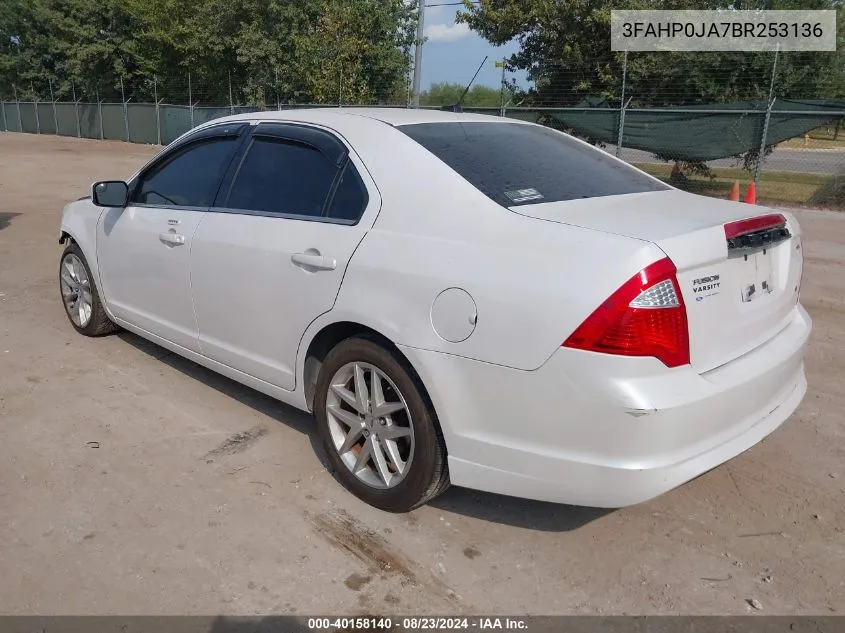 2011 Ford Fusion Sel VIN: 3FAHP0JA7BR253136 Lot: 40158140