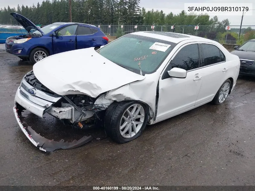 2011 Ford Fusion Sel VIN: 3FAHP0JG9BR310179 Lot: 40160199