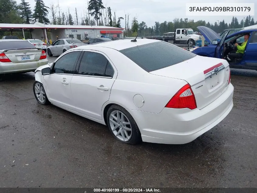 2011 Ford Fusion Sel VIN: 3FAHP0JG9BR310179 Lot: 40160199