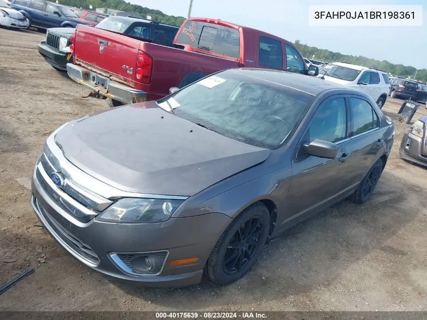 2011 Ford Fusion Sel VIN: 3FAHP0JA1BR198361 Lot: 40175639